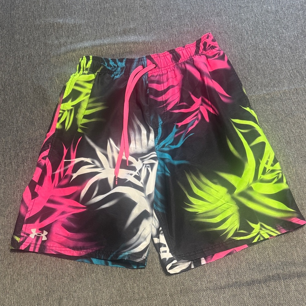 Under Armour Men's Neon Tropical Athletic Swim Trunks